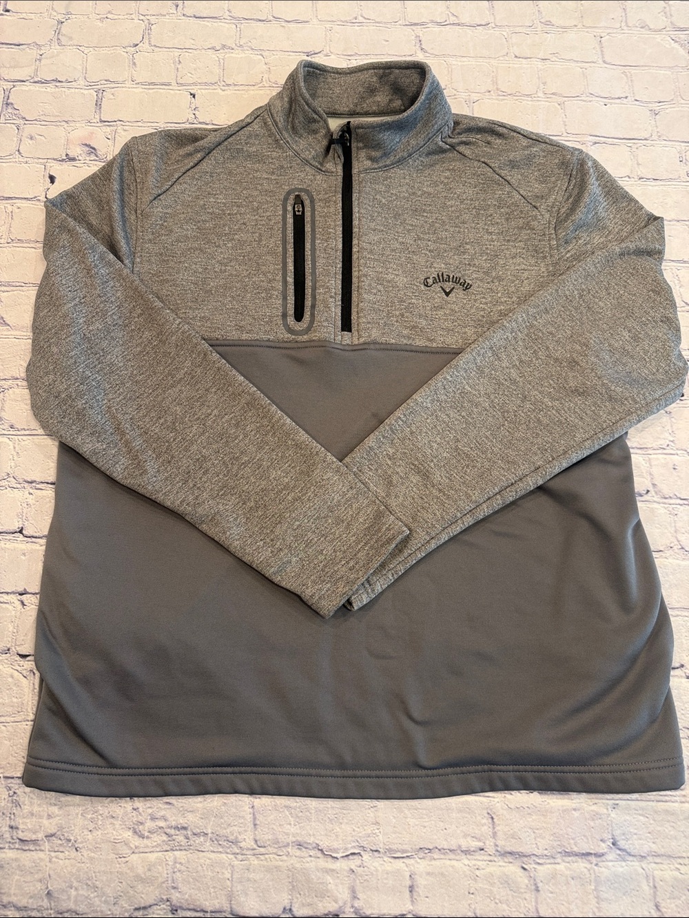 Callaway Men's Two-Tone Gray Quarter-Zip Pullover w Side Pockets | L | EUC